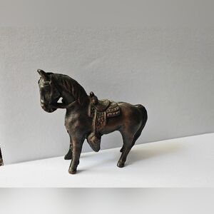 Vintage Copper Metal Horse Figure Toy Decor